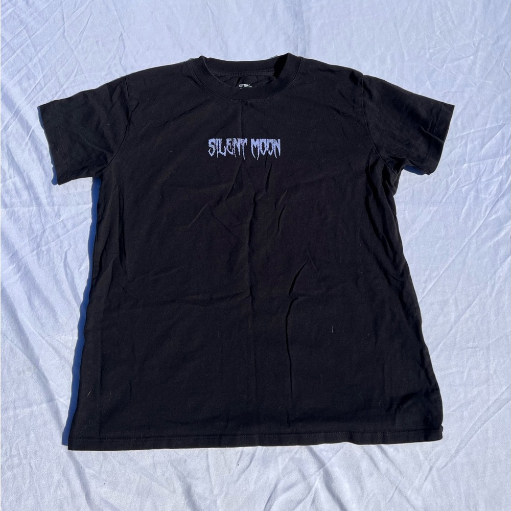 Black Graphic T-shirt with Purple Images
